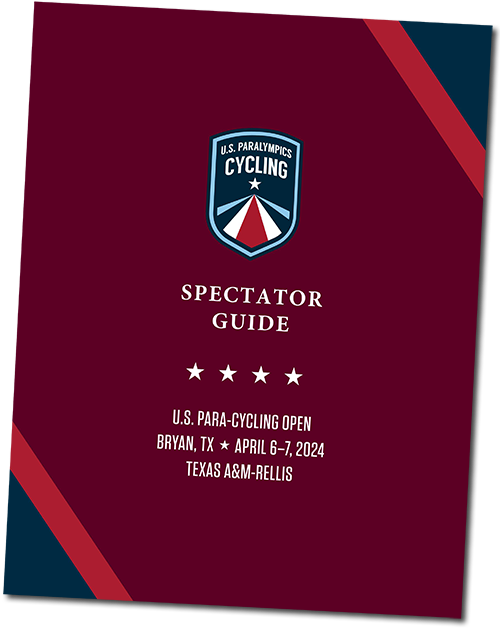 Download the PDF of the Spectator guide for the US para-cycling open in Bryan Texas on April 6-7 at Texas A&M Rellis Campus.